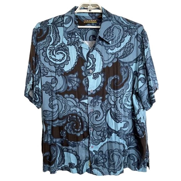 Cubavera Men's size XXL Blue Paisley Short Sleeve Shirt - Picture 1 of 6
